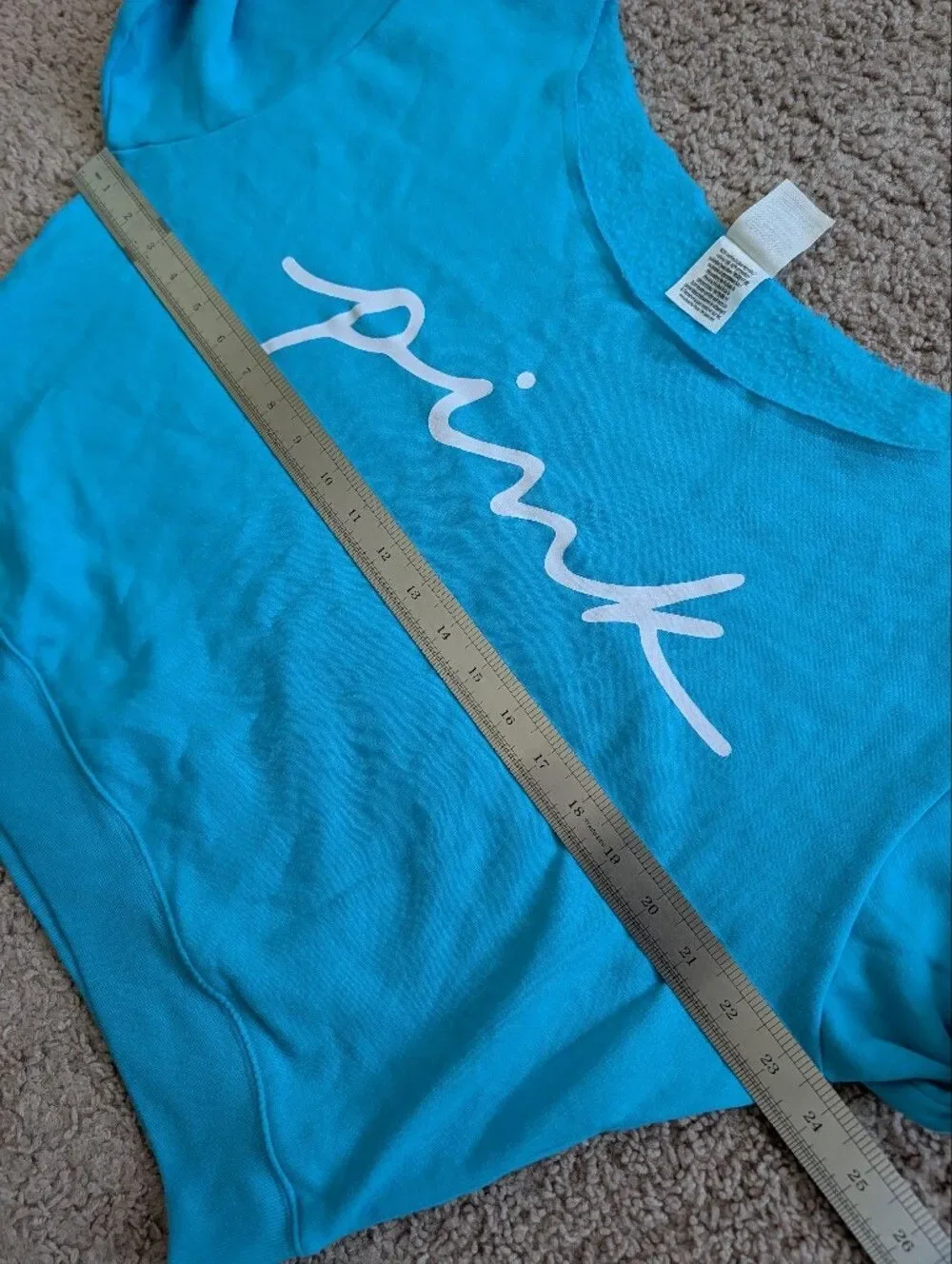 PINK VS Neon Scuba Script Logo Everyday Lounge Off The Shoulder Sweatshirt Large